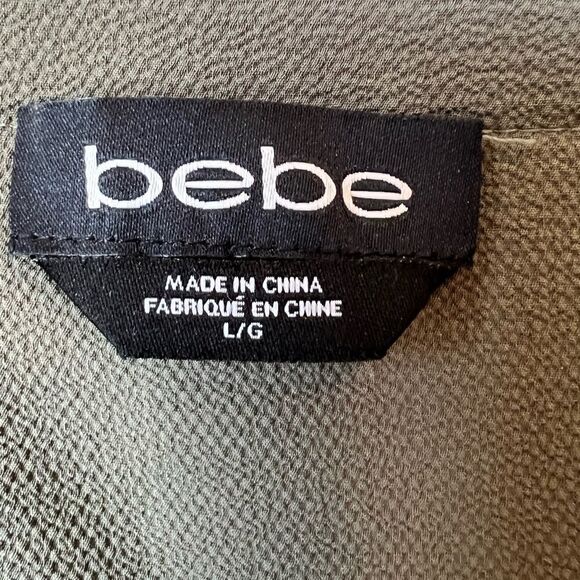 Bebe Olive Green Beaded Trim Sleeveless Blouse - Picture 4 of 13